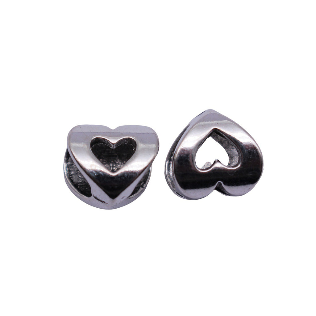 9.6x9.3x7mm 0.91g Antique Silver Zinc Alloy Heart Large Hole Beads for Bracelet Necklace Jewelry Making