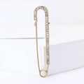 Crystal Safety Pin Brooch In 2 Styles With Polished Metal Details view 3