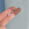 Mini Pale Daisy and Pearl Open Circle Stud Earrings view 3