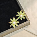 Green and Blue Petal Pearl Look Flower Stud Earrings view 6