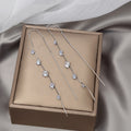Gold Tone Clear Accent Long Chain Threader Earrings view 4