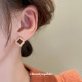 Red Square Crystal Halo Stud Earrings Jewelry Accessories view 3