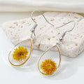 Silver Tone Clear Resin Pressed Flower Teardrop Hook Earrings view 4