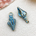 Blue Enamel Zinc Alloy Mermaid Shell Starfish Conch Charm Pendant for DIY Ocean Jewelry