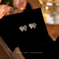 Gold Tone Pastel Stone Butterfly Mini Stud Earrings For Women view 3