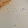 Gold Tone Curved Row Clear Baguette Stone Pendant Chain Necklace view 3