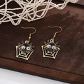 Black Spider Gold Spiderweb Halloween Hook Earrings view 3