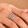 Gold and Silver Open Band Three Halo Colored Stone Rings view 2