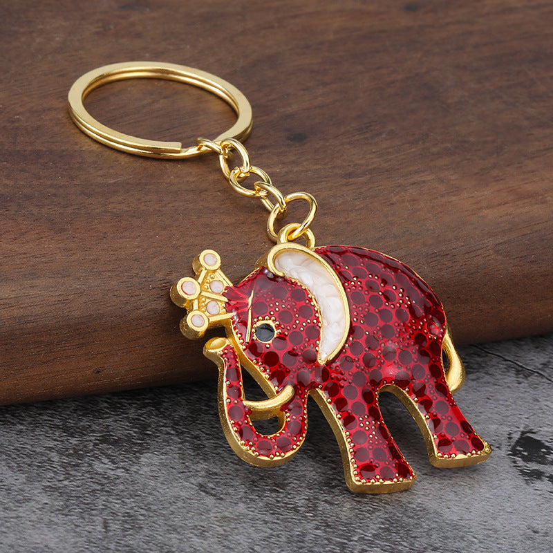 3D Elephant Enamel Metal Keychain for Car Keys and Bag Charm