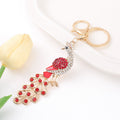 Rhinestone Enamel Peacock Keychain Metal Bird Bag Charm view 2