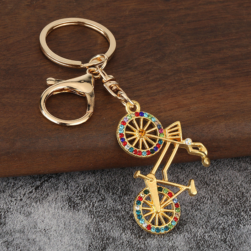 Bicycle Rhinestone Keychain Sport Bike Charm for Keys and Bags
