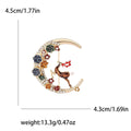Floral Crescent Moon Reindeer Brooch in 1 Style Metal Pin view 5