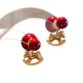 Red Horse Motif Stud And Drop Earrings Assortment Matching Jewelry Pair view 5