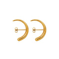 Gold And Steel Crescent Moon Tube Stud Earrings Pair view 5