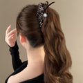 Leopard Print Ruffle Bow Pearl Twist Hair Clip Brown view 3