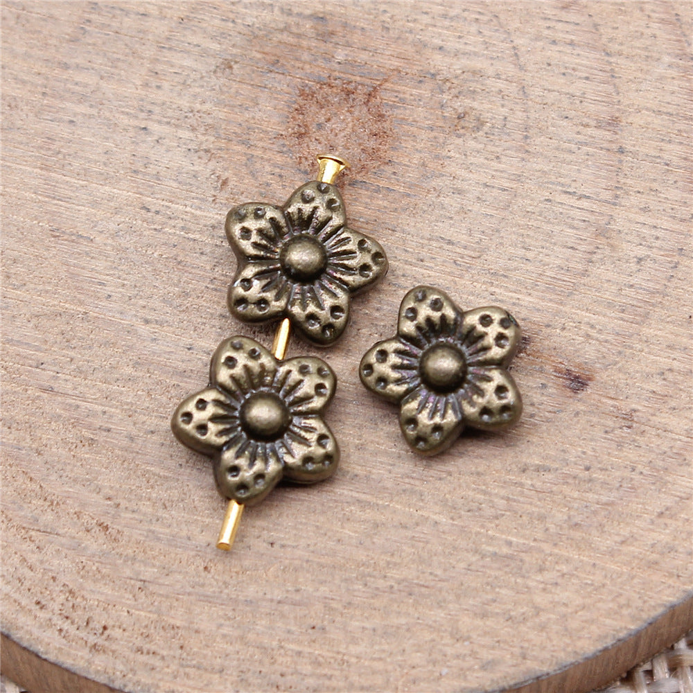 8x8x4mm 0.7g Antique Silver Zinc Alloy Flower Loose Metal Beads for DIY Bracelet Necklace Making