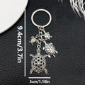 Five Antique Silver Turtle Metal Keychain Design Set view 2