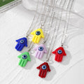 Resin Hamsa Hand Evil Eye Pendant Necklaces Ten Colors view 1