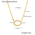 Oval Zircon Circle Necklace Bracelet Ring Titanium Steel view 6