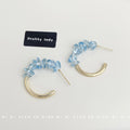 Gold Tone Aqua Blue Crystal Chip Round Hoop Earrings view 3