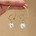 Five Gold and Silver Pearl Look Hoop and Drop Earring Designs view 4