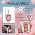 Red Alarm Clock Wood Keychain, Metal Ring, Organza Bag Option view 4