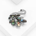 Silver Tone Swan Brooch With Iridescent Shell Leaf Feathers view 3