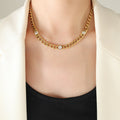 Gold Cuban Link Clear Green Stone Necklace Bracelet Styles view 8