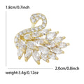 Small Crystal Swan Brooch in Gold and Silver Tones view 5