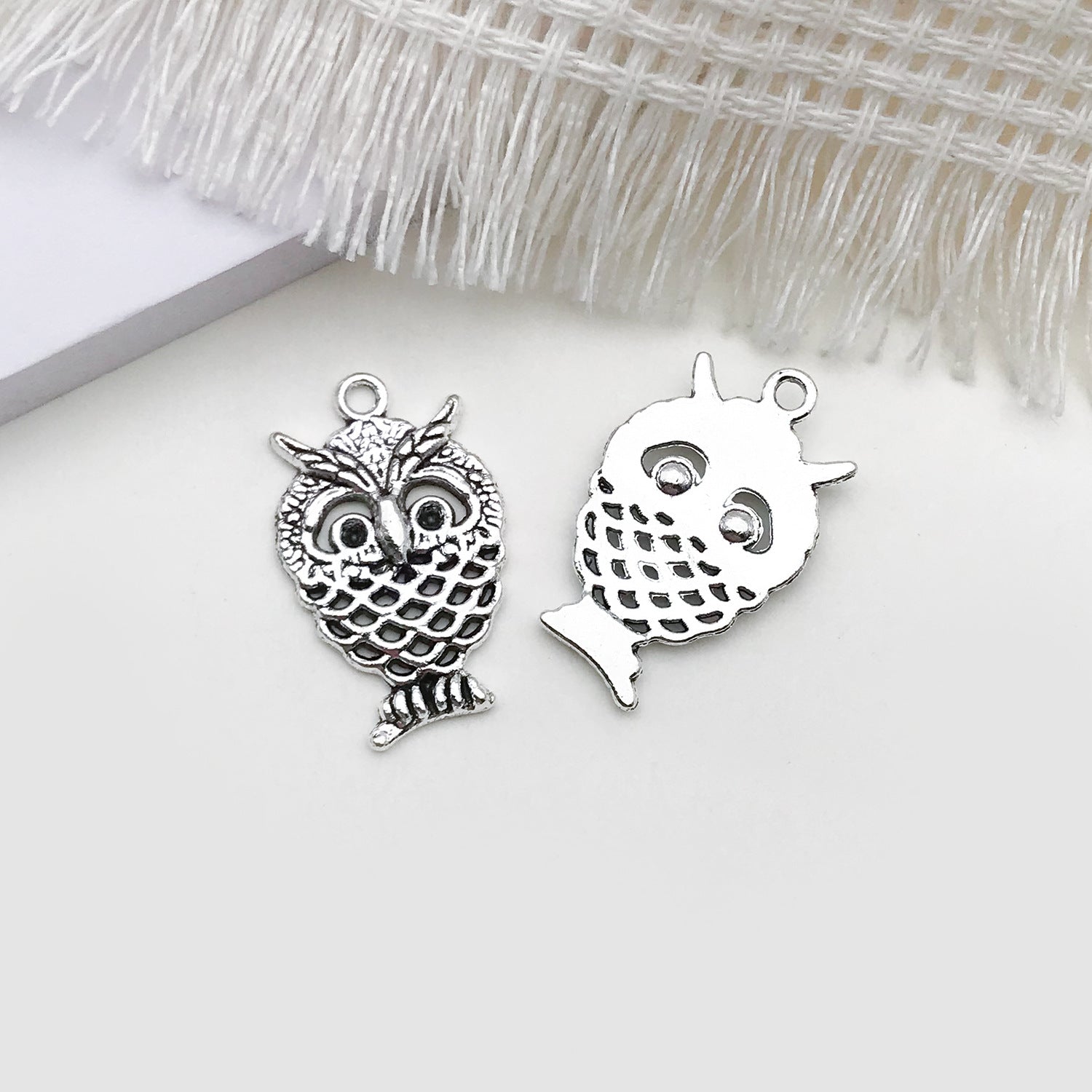Antique Silver Zinc Alloy Owl Cat Charm Pendant for DIY Bracelet Necklace Jewelry Making