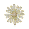 Gold Daisy Zircon Brooch White Purple Center Two Colors view 2