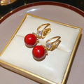 Red Stone and Crystal Square Drop Earrings in Two Styles view 6