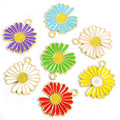 Colorful Daisy Enamel Metal Jewelry Charms, 14 Colorways view 3