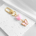 Ombre Heart Bead Keychain with Butterfly Flower or Pearl Charm view 4