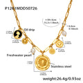 Gold Paperclip Multi Charm Necklaces Heart Zircon Oval view 8