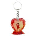 Red Heart Couple Silhouette Printed Wood Keychain Ring view 5