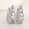 Pave Crystal Teardrop U Shape Huggie Earrings Gold Silver view 2