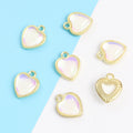 Iridescent Heart Charms in Six Colors and Two Metal Tones view 9