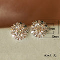 Gold Sunflower Clear Center Stud Earrings Metal Alloy view 5