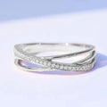 Crisscross Three-Rail Clear Stone Ring In Gold And Silver Tones view 5