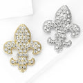 Crystal Fleur De Lis Brooch in Silver or Gold Tone Finish view 3