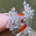 Silver Tone Marquise Stone Leaf Cluster Stud Earrings view 3