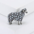 Pearl Fleece Sheep Brooch in Detailed Metal and Crystal Design view 7