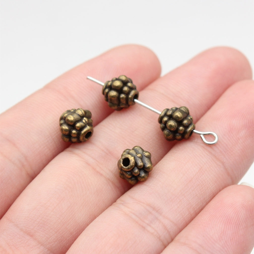 8x8x7.8mm 1g Antique Bronze Zinc Alloy Round Small Hole Spacer Beads for DIY Bracelet Jewelry Making