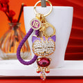 Jeweled Lucky Cat Keychains with Braided and Bare Wrist Loop Options view 2