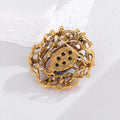 Purple Gold Tone Flower Openwork Crystal Two Designs Metal Brooch Pin view 4
