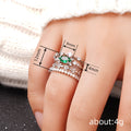Four Piece Marquise Green Leaf Stack Alloy Finger Ring Set view 4