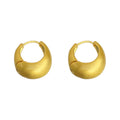 Gold Tone Brushed Matte Chunky Huggie Hoop Earrings view 5