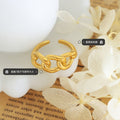Gold Steel Open Chain Link Cuff Ring Size 7 Non Adjustable view 2