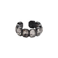 Hexagon Smoky Stone Open Cuff Rings Black and White view 5